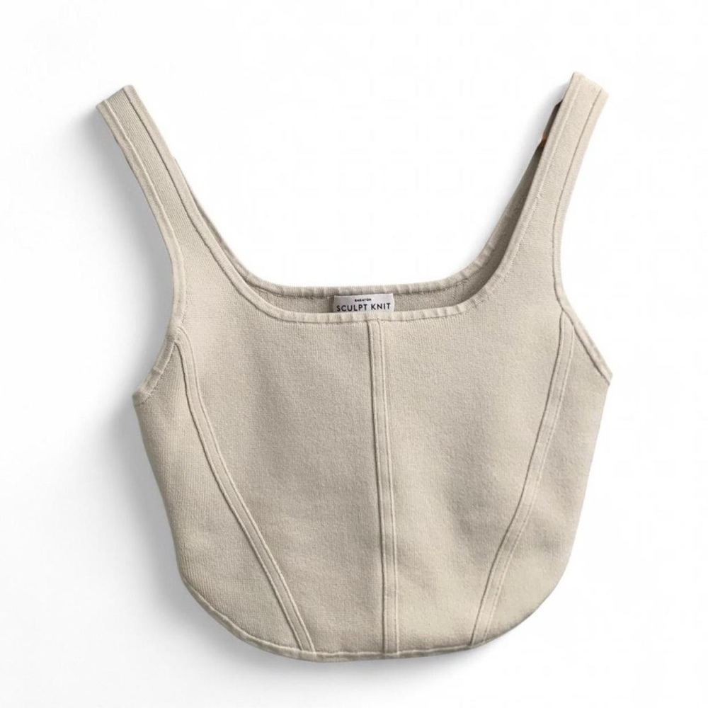 Aritzia Babaton sculpt knit bustier tank Top in light birch size Medium #tanktop